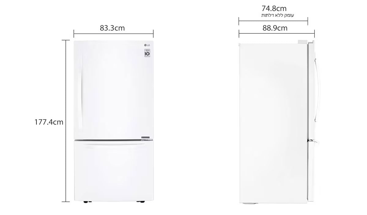 LG מקרר מקפיא תחתון בנפח 720 ליטר, Dimension image, GM-859RWCE, thumbnail 2