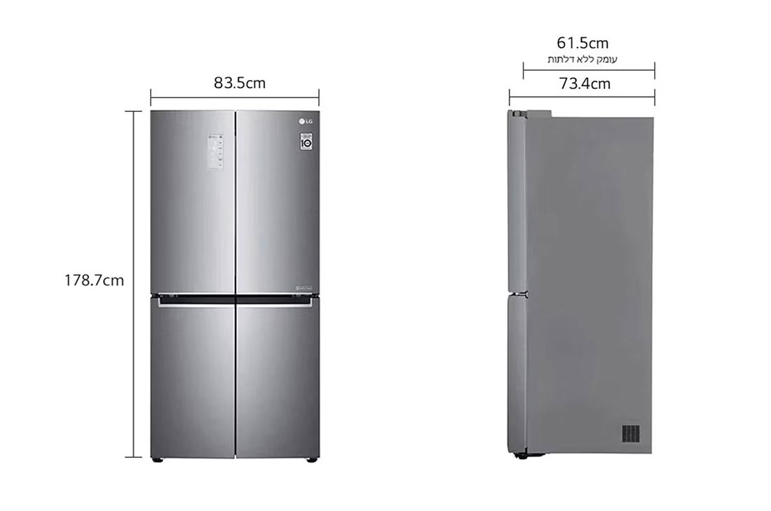 LG  מקרר 4 דלתות בנפח 530 ליטר, Dimension view, GR-B618SE, thumbnail 2