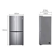 LG  מקרר 4 דלתות בנפח 530 ליטר, Dimension view, GR-B618SE, thumbnail 2