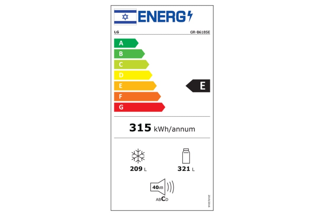 LG  מקרר 4 דלתות בנפח 530 ליטר, Energy label, GR-B618SE, thumbnail 15