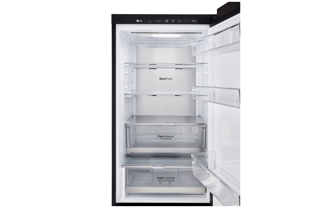 LG מקרר מקפיא תחתון 344 ליטר, זכוכית לבנה, פרט פנימי, GR-B374WG, thumbnail 4