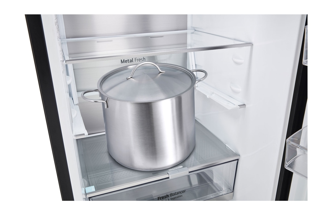 LG מקרר מקפיא תחתון 344 ליטר, זכוכית לבנה, פרט פנימי 4, GR-B374WG, thumbnail 8