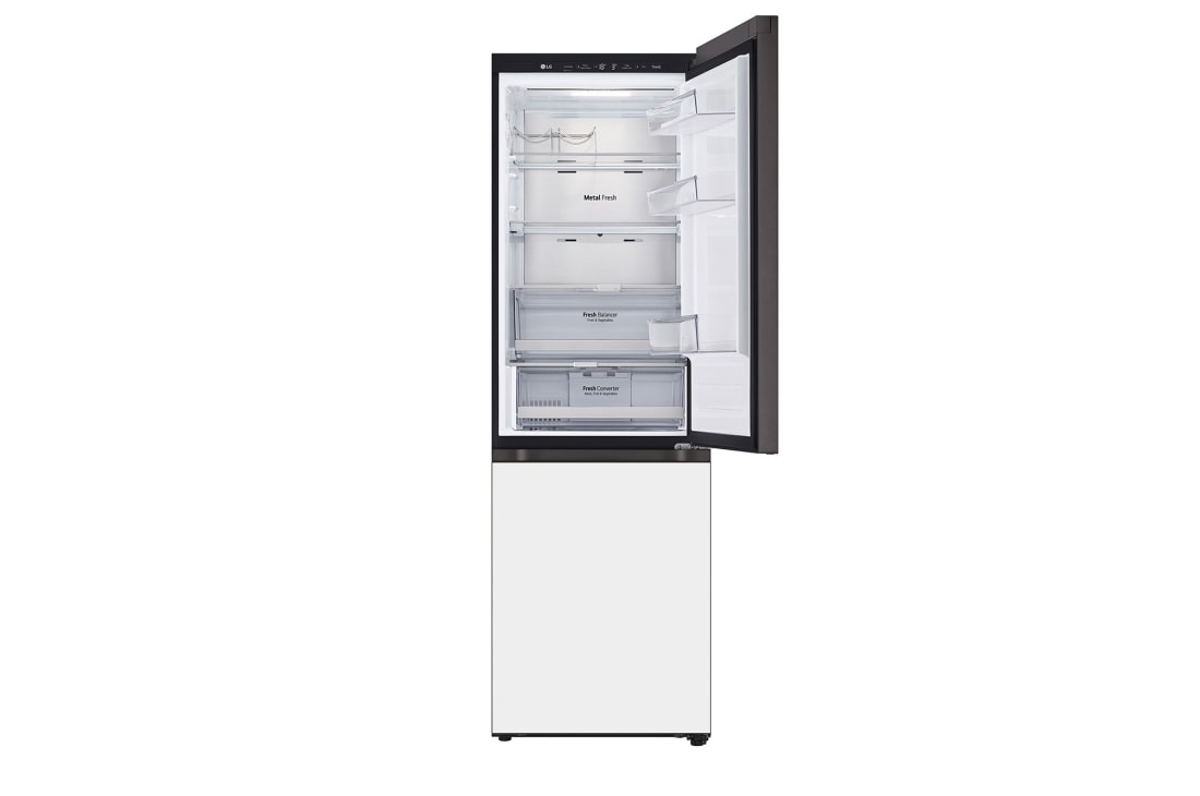 LG מקרר מקפיא תחתון 344 ליטר, זכוכית לבנה, מהחזית פתוח מלמעלה, GR-B374WG, thumbnail 9