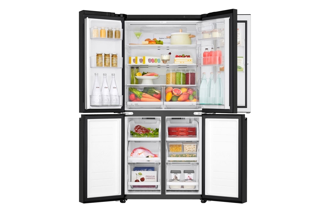 LG מקרר 4 דלתות בנפח 530 ליטר, Front view with all door open, GR-608WEDID, thumbnail 4
