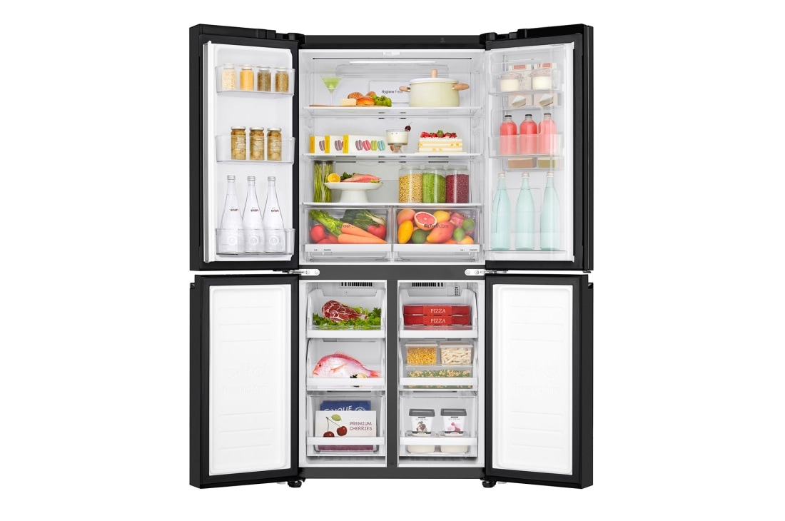 LG מקרר 4 דלתות בנפח 530 ליטר, Front Open with food, GR-608WEDID, thumbnail 12