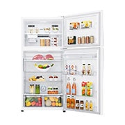 LG מקרר מקפיא עליון בנפח 592 ליטר, open view with food, GR-M6981WE, thumbnail 3