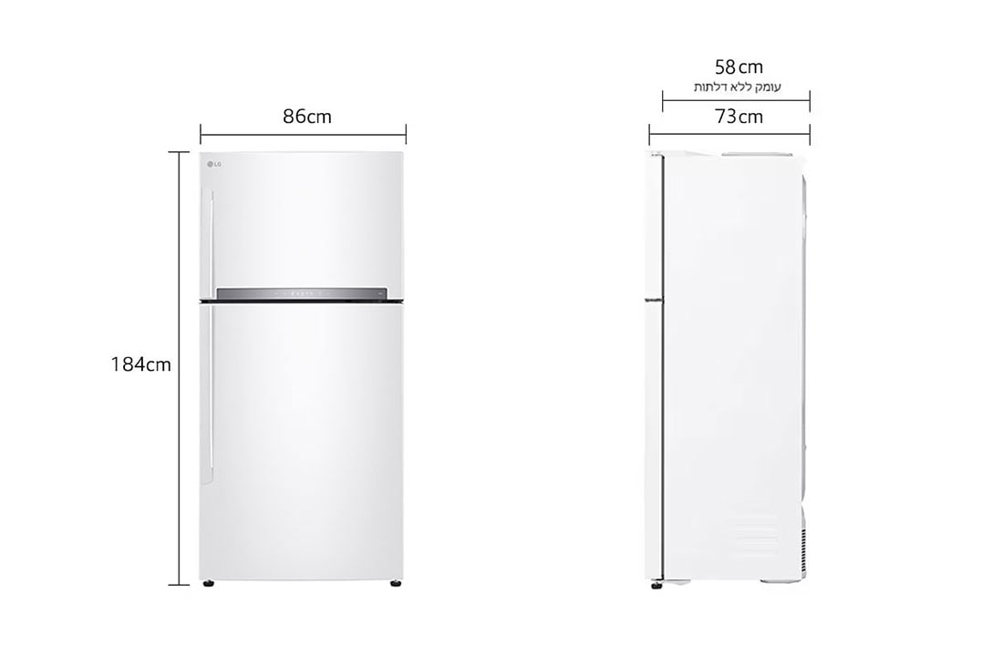 LG מקרר מקפיא עליון בנפח 592 ליטר, Dimension, GR-M6981WE, thumbnail 2