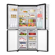 LG  מקרר 4 דלתות בנפח 530 ליטר, Front all door open with food, GR-608BEDID, thumbnail 3