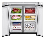 LG  מקרר 4 דלתות בנפח 530 ליטר, shelf view with food, GR-608BEDID, thumbnail 8