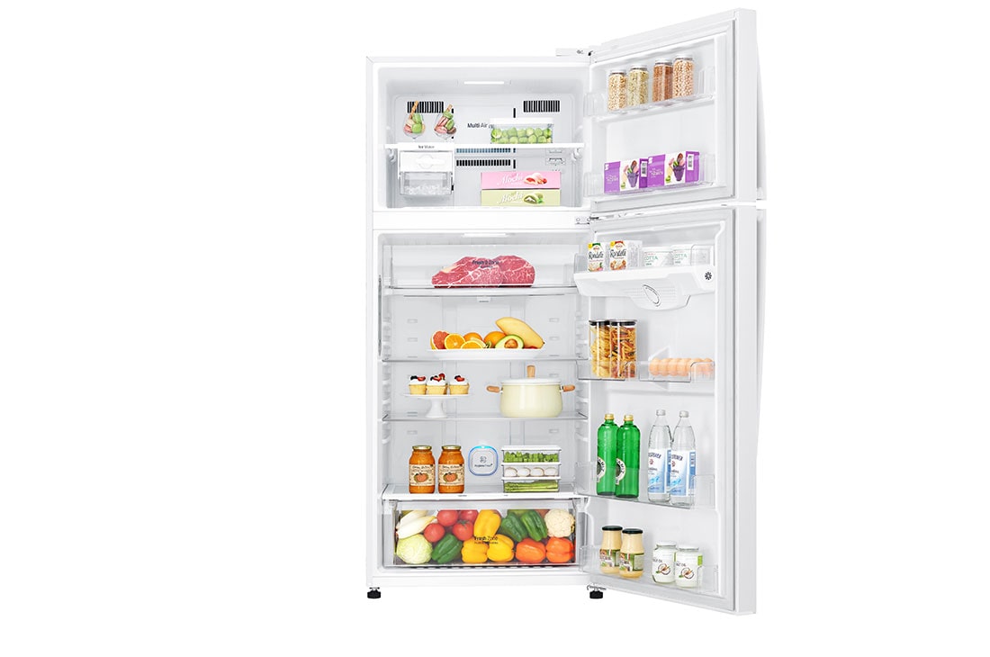 LG מקרר מקפיא עליון בנפח 506 ליטר, Front view open food, GR-M6781WU, thumbnail 3