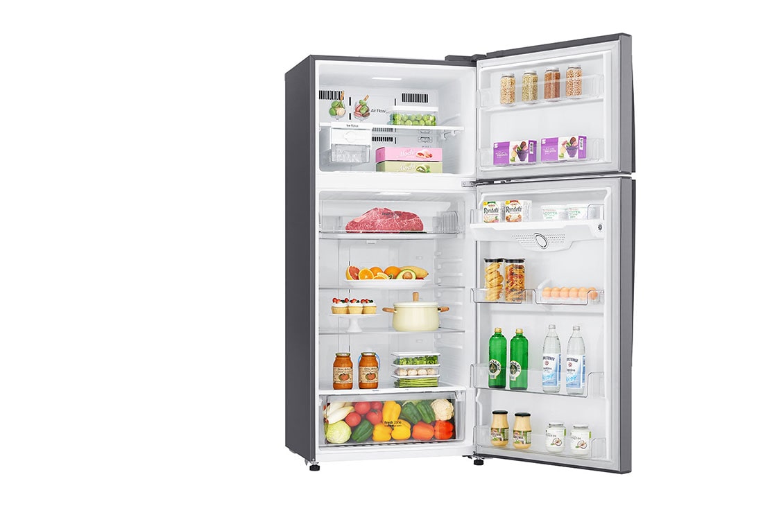 LG מקרר מקפיא עליון בנפח 506 ליטר, Left Side All Open View with Food, GR-M6781SU, thumbnail 7