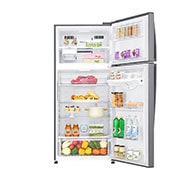 LG מקרר מקפיא עליון בנפח 506 ליטר, Front all door open view with Food, GR-M6781SU, thumbnail 3