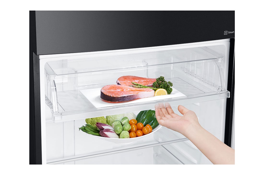 LG מקרר מקפיא עליון בנפח 506 ליטר, open shelves view, GR-M6781BU, thumbnail 9