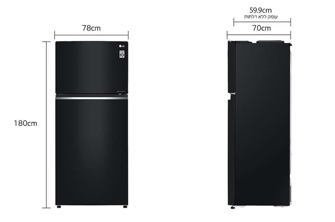 LG מקרר מקפיא עליון בנפח 506 ליטר, dimension view, GR-M6781BU, thumbnail 2