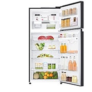 LG מקרר מקפיא עליון בנפח 506 ליטר, open door with food, GR-M6781BU, thumbnail 3