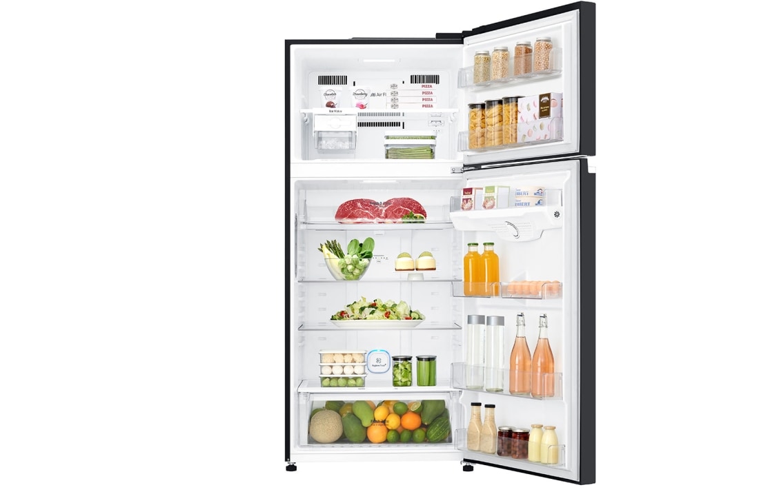 LG מקרר מקפיא עליון בנפח 506 ליטר, open door with food, GR-M6781BU