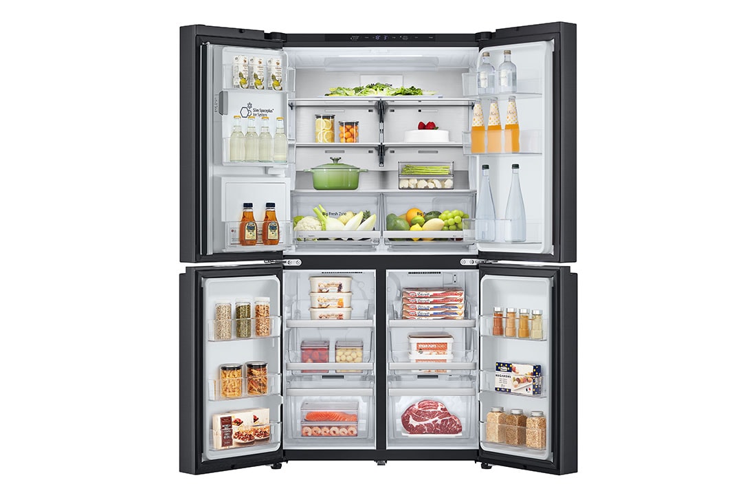 LG נפח 637 ליטר, טכנולוגיית ™UVnano של LG, דלתות בסגנון צרפתי, גימור פלדה שחורה יוקרתי, מבט קדמי כל הדלתות פתוחות (מקרר מלא), GR-730BDIS, thumbnail 3