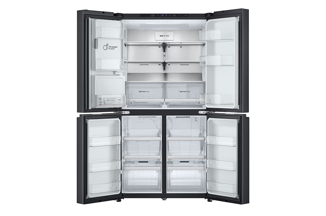 LG נפח 637 ליטר, טכנולוגיית ™UVnano של LG, דלתות בסגנון צרפתי, גימור פלדה שחורה יוקרתי, מבט קדמי כל הדלתות פתוחות, GR-730BDIS, thumbnail 4