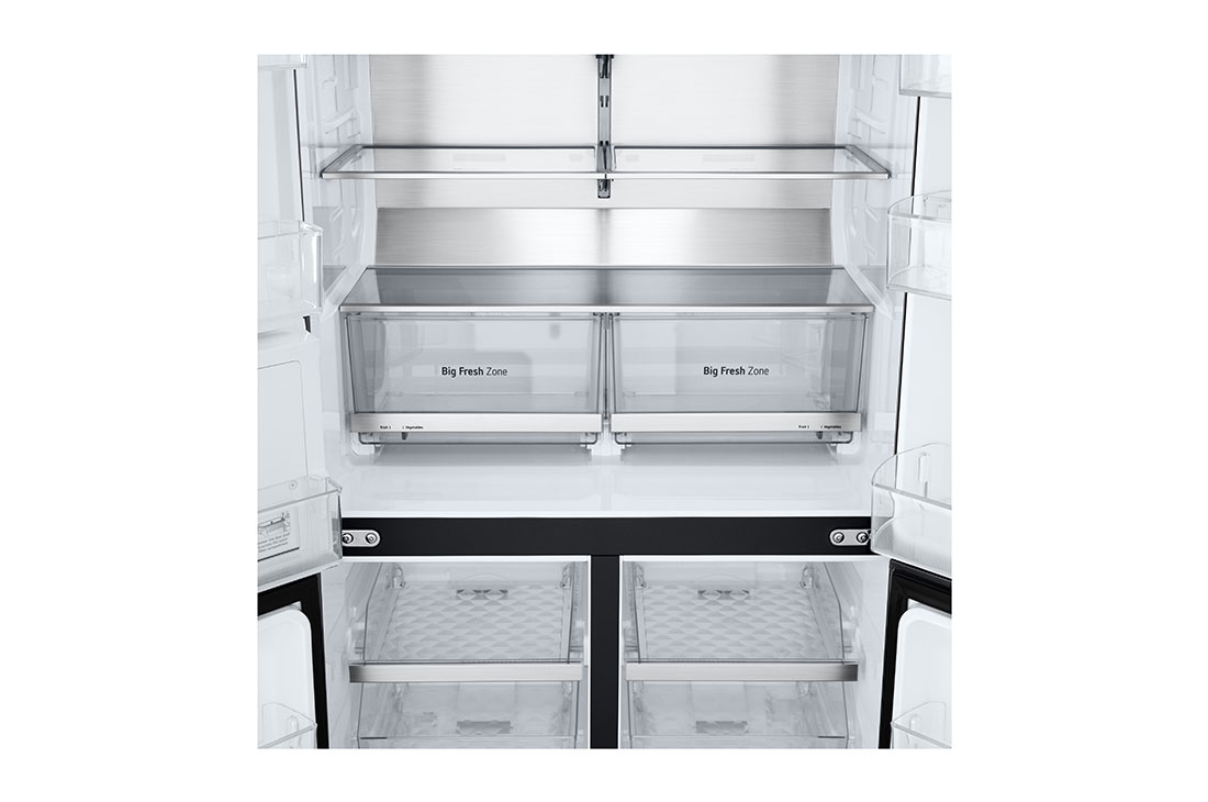 LG נפח 637 ליטר, טכנולוגיית ™UVnano של LG, דלתות בסגנון צרפתי, גימור פלדה שחורה יוקרתי, תקריב על מגירה, GR-730BDIS, thumbnail 6