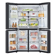 LG נפח 637 ליטר, טכנולוגיית ™UVnano של LG, דלתות בסגנון צרפתי, גימור פלדה שחורה יוקרתי, מבט קדמי כל הדלתות פתוחות (מקרר מלא), GR-730BDIS, thumbnail 3