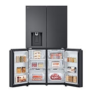 LG נפח 637 ליטר, טכנולוגיית ™UVnano של LG, דלתות בסגנון צרפתי, גימור פלדה שחורה יוקרתי, מבט קדמי חלק תחתון פתוח (מקרר מלא), GR-730BDIS, thumbnail 9