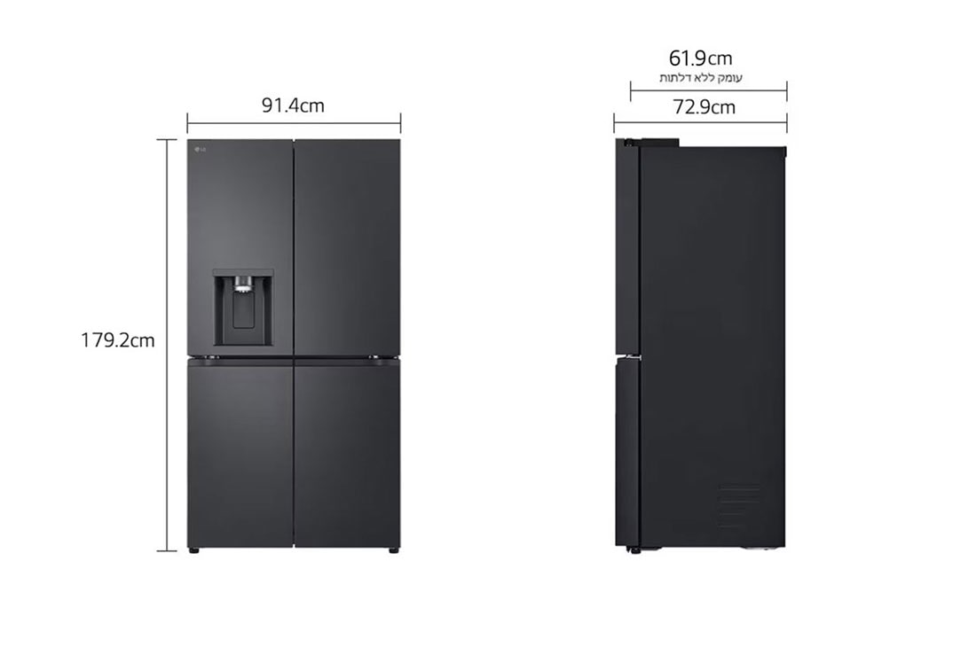 LG נפח 637 ליטר, טכנולוגיית ™UVnano של LG, דלתות בסגנון צרפתי, גימור פלדה שחורה יוקרתי, Dimension image, GR-730BDIS, thumbnail 2