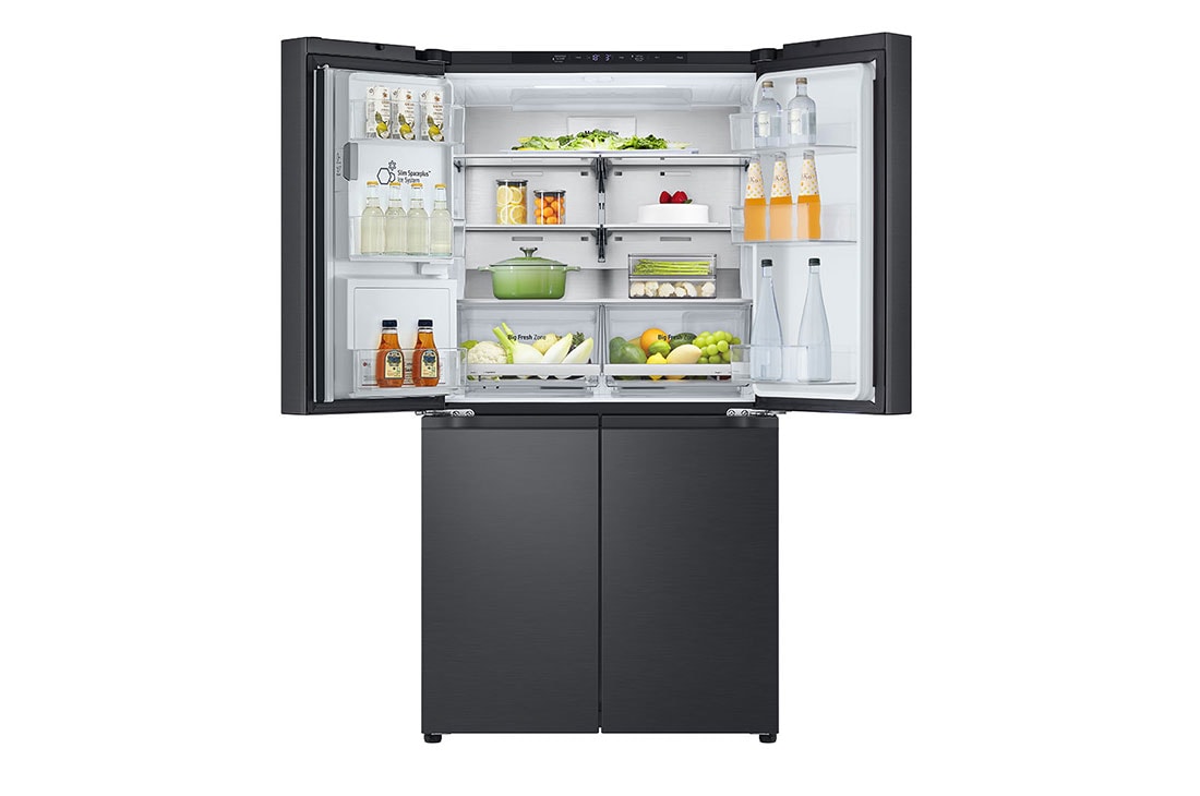 LG נפח 847 ליטר, טכנולוגיית ™UVnano של LG, דלתות בסגנון צרפתי, גימור פלדה שחורה יוקרתי, front top door open view, GR-930BDIS, thumbnail 11