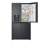 LG נפח 847 ליטר, טכנולוגיית ™UVnano של LG, דלתות בסגנון צרפתי, גימור פלדה שחורה יוקרתי, front top single door open view, GR-930BDIS, thumbnail 10