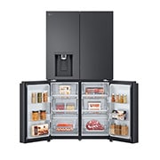 LG נפח 847 ליטר, טכנולוגיית ™UVnano של LG, דלתות בסגנון צרפתי, גימור פלדה שחורה יוקרתי, front bottom door open view, GR-930BDIS, thumbnail 12