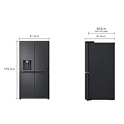 LG נפח 847 ליטר, טכנולוגיית ™UVnano של LG, דלתות בסגנון צרפתי, גימור פלדה שחורה יוקרתי, dimension image, GR-930BDIS, thumbnail 2