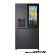 LG מקרר LG עם דלתות בסגנון צרפתי, עם מערכת InstaView בזכוכית שחורה, בגימור פלדה שחורה יוקרתי בנפח 847 ליטר, front view, GR-930BINS, thumbnail 1