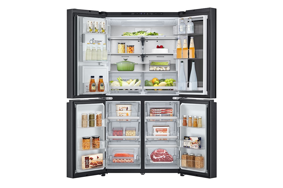 LG מקרר LG עם דלתות בסגנון צרפתי, עם מערכת InstaView בזכוכית שחורה, בגימור פלדה שחורה יוקרתי בנפח 847 ליטר, dimension image, GR-930BINS, thumbnail 3