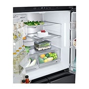 LG מקרר LG עם דלתות בסגנון צרפתי, עם מערכת InstaView בזכוכית שחורה, בגימור פלדה שחורה יוקרתי בנפח 847 ליטר, handle view, GR-930BINS, thumbnail 6