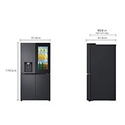LG מקרר LG עם דלתות בסגנון צרפתי, עם מערכת InstaView בזכוכית שחורה, בגימור פלדה שחורה יוקרתי בנפח 847 ליטר, Dimension image, GR-930BINS, thumbnail 2