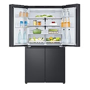 LG מקרר עם דלתות בסגנון צרפתי, גימור פלדה שחורה יוקרתי בנפח 872 ליטר, Front top Open with food, GR-929B, thumbnail 8