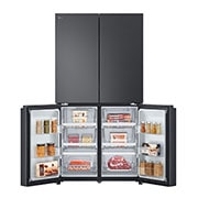 LG מקרר עם דלתות בסגנון צרפתי, גימור פלדה שחורה יוקרתי בנפח 872 ליטר, Front Bottom Open with food, GR-929B, thumbnail 10