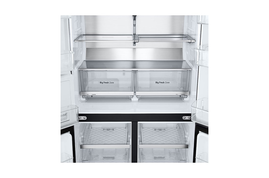 LG מקרר LG עם דלתות בסגנון צרפתי, עם מערכת InstaView  בזכוכית שחורה, בגימור פלדה שחורה יוקרתי בנפח 638 ליטר, Drawer Close Up View, GR-730BINS, thumbnail 8