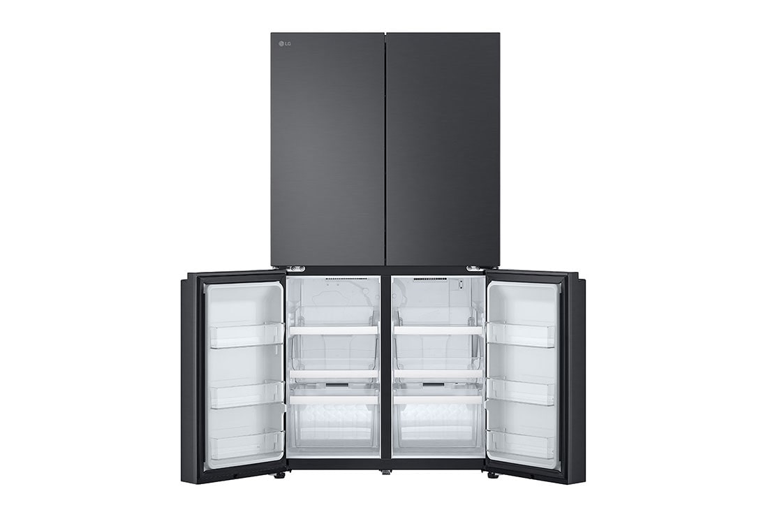 LG מקרר עם דלתות בסגנון צרפתי, גימור פלדה שחורה יוקרתי בנפח 665 ליטר, Top right door open with food, GR-728B, thumbnail 11