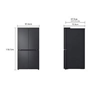 LG מקרר עם דלתות בסגנון צרפתי, גימור פלדה שחורה יוקרתי בנפח 665 ליטר, מבט קדמי (דלת פתוחה, מקרר מלא), GR-728B, thumbnail 2