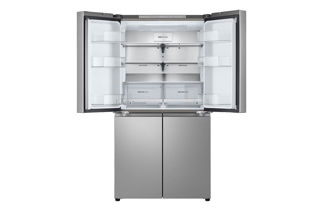 LG מקרר עם דלתות בסגנון צרפתי, גימור כסף יוקרתי בנפח 665 ליטר, Front Top Open view, GR-728S, thumbnail 9