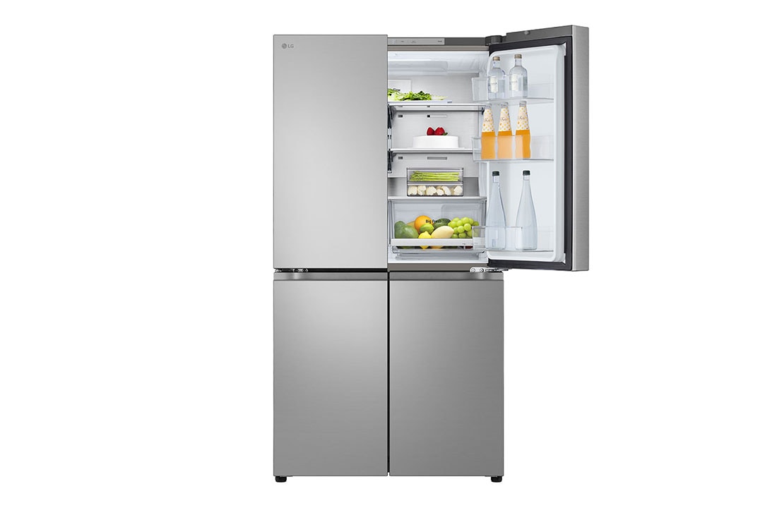 LG מקרר עם דלתות בסגנון צרפתי, גימור כסף יוקרתי בנפח 665 ליטר, Top right door open with food, GR-728S, thumbnail 12