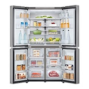 LG מקרר עם דלתות בסגנון צרפתי, גימור כסף יוקרתי בנפח 665 ליטר, Front Open with food, GR-728S, thumbnail 3