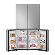 LG מקרר עם דלתות בסגנון צרפתי, גימור כסף יוקרתי בנפח 665 ליטר, Front Bottom Open with food, GR-728S, thumbnail 10