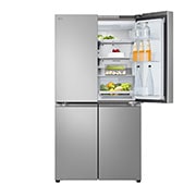 LG מקרר עם דלתות בסגנון צרפתי, גימור כסף יוקרתי בנפח 665 ליטר, Top right door open with food, GR-728S, thumbnail 12