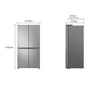 LG מקרר עם דלתות בסגנון צרפתי, גימור כסף יוקרתי בנפח 665 ליטר, dimencion view, GR-728S, thumbnail 2