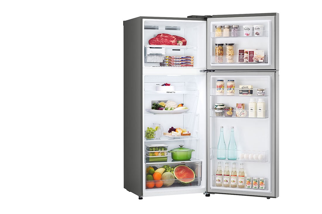 LG המקפיא העליון החדש של LG עם <br>™Smart Inverter וטכנולוגיית ™LINEAR&nbsp;Cooling בנפח 395L, Left Side Open With food View, GR-B445XE, thumbnail 11