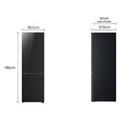 LG מקרר מקפיא תחתון 344 ליטר, זכוכית שחורה,  ‏DoorCooling+™‎,‏ ‎‏FRESHConverter™‎, dimension image, GR-B374BG, thumbnail 2