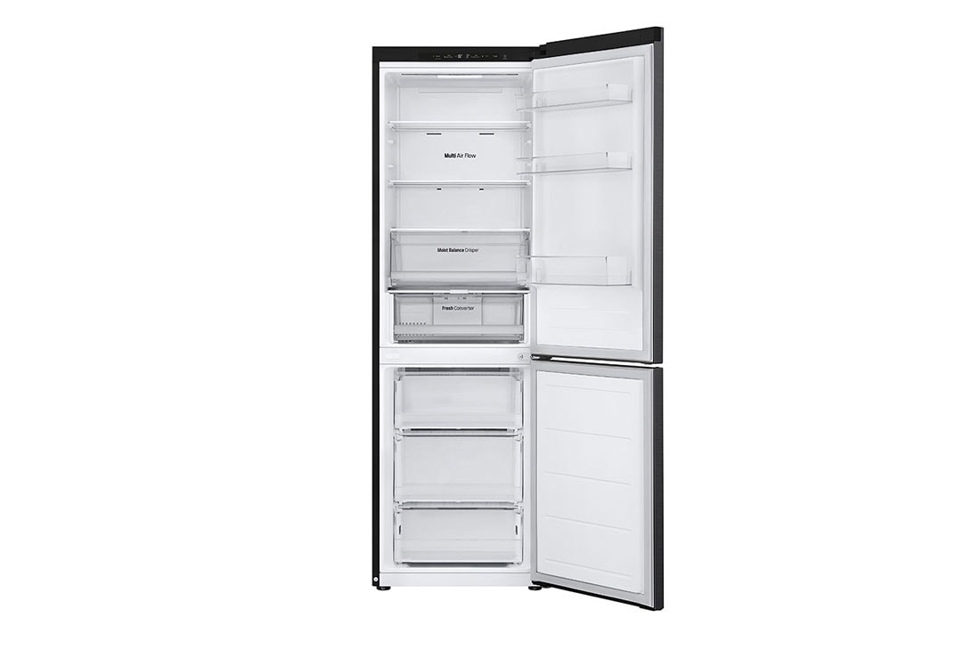 LG מקרר מקפיא תחתון 344 ליטר, LinearCooling™‎, ‏DoorCooling+™‎,‏ ‎‏FRESHConverter™‎, Front open view, GR-344SD, thumbnail 4