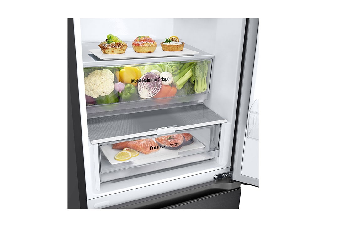 LG מקרר מקפיא תחתון 344 ליטר, LinearCooling™‎, ‏DoorCooling+™‎,‏ ‎‏FRESHConverter™‎, Bottom with food, GR-344SD, thumbnail 5