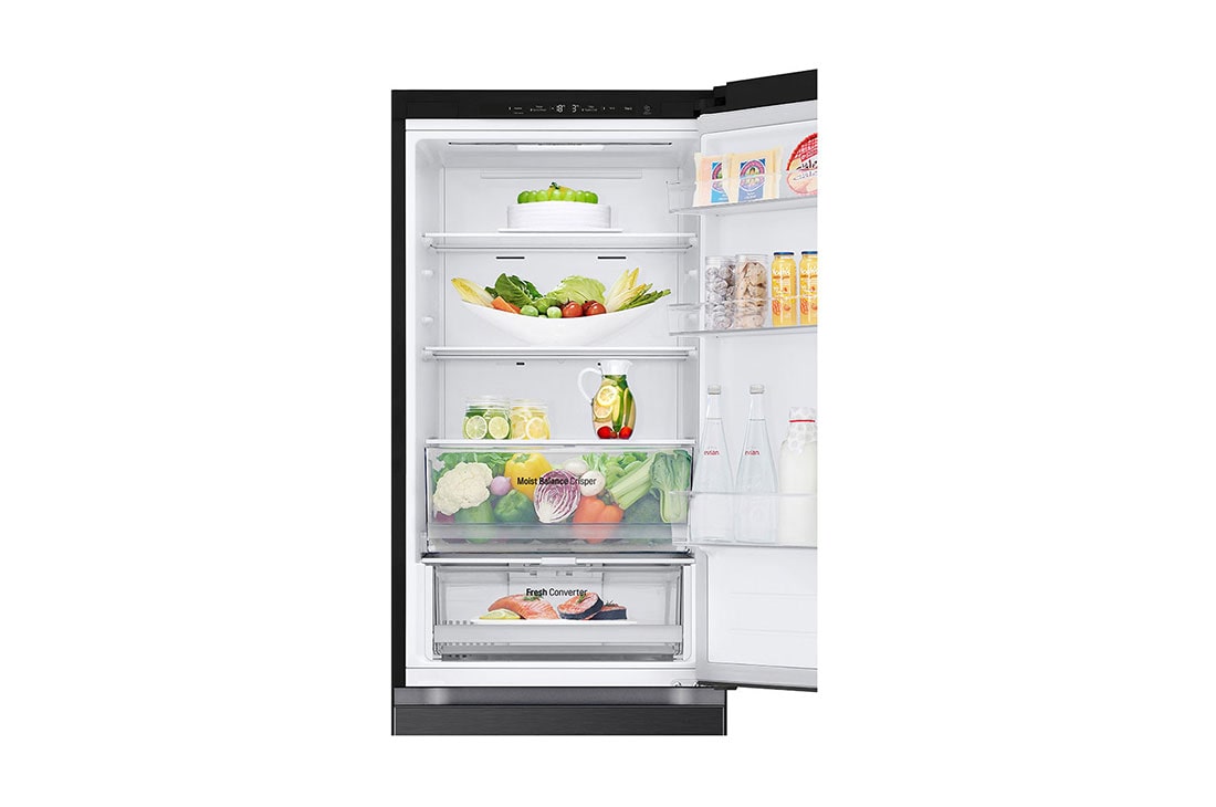 LG מקרר מקפיא תחתון 344 ליטר, LinearCooling™‎, ‏DoorCooling+™‎,‏ ‎‏FRESHConverter™‎, front top door open with food view, GR-344SD, thumbnail 9